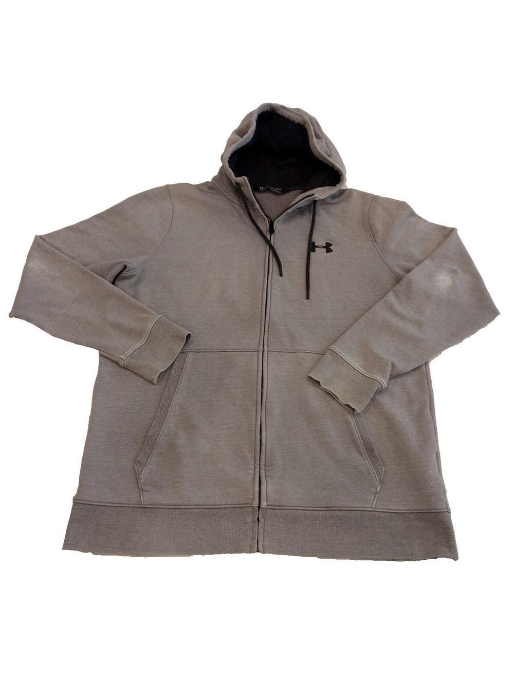 Under Armour Hoodie Mens Large Tall Gray Full Zip Fleece Distressed Style